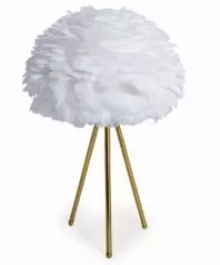 White Feather Tripod Table Lamp Brushed Brass Legs
